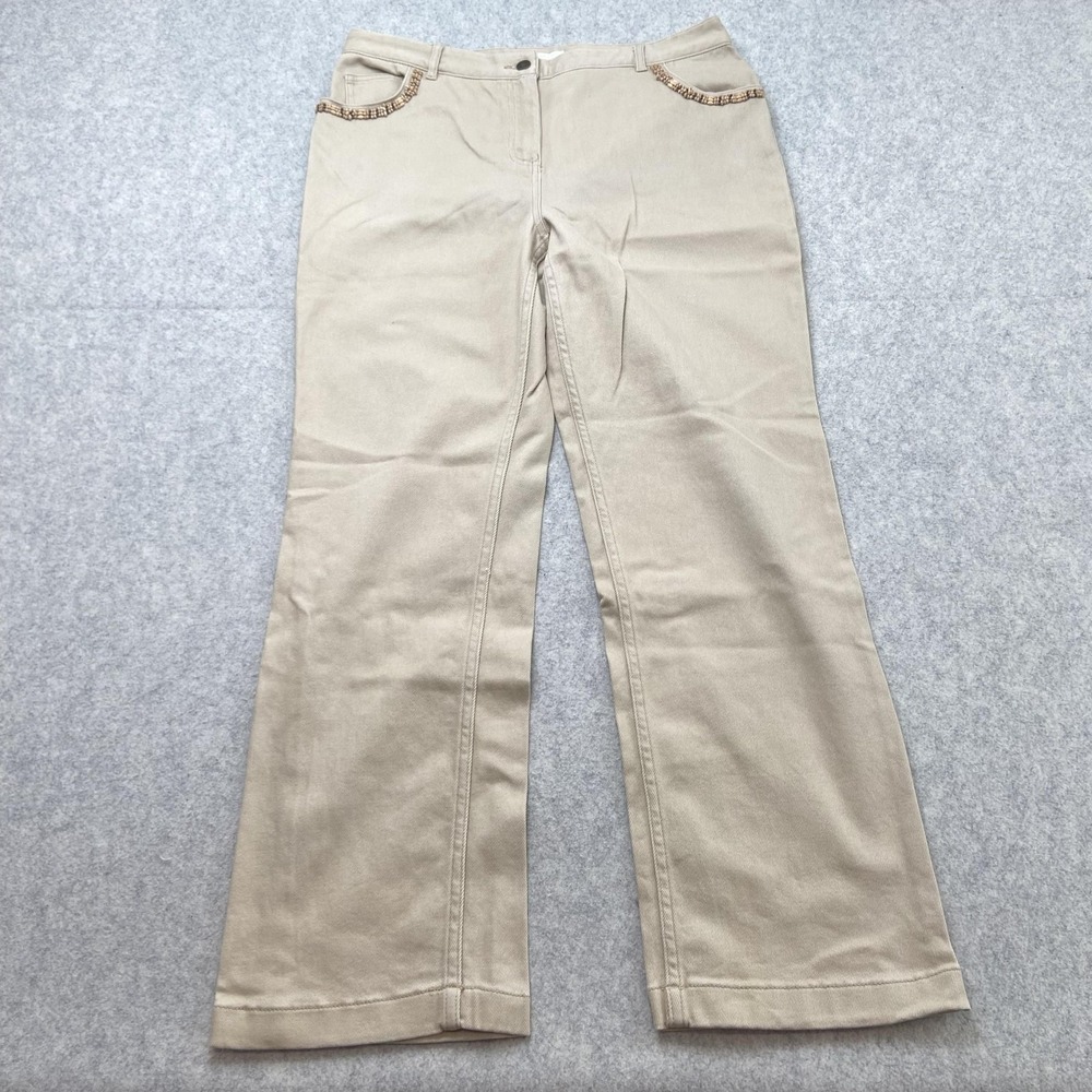 Charter Club Pants Womens 12P (32x28) Beige Beaded Laura Fit Twill Stretch